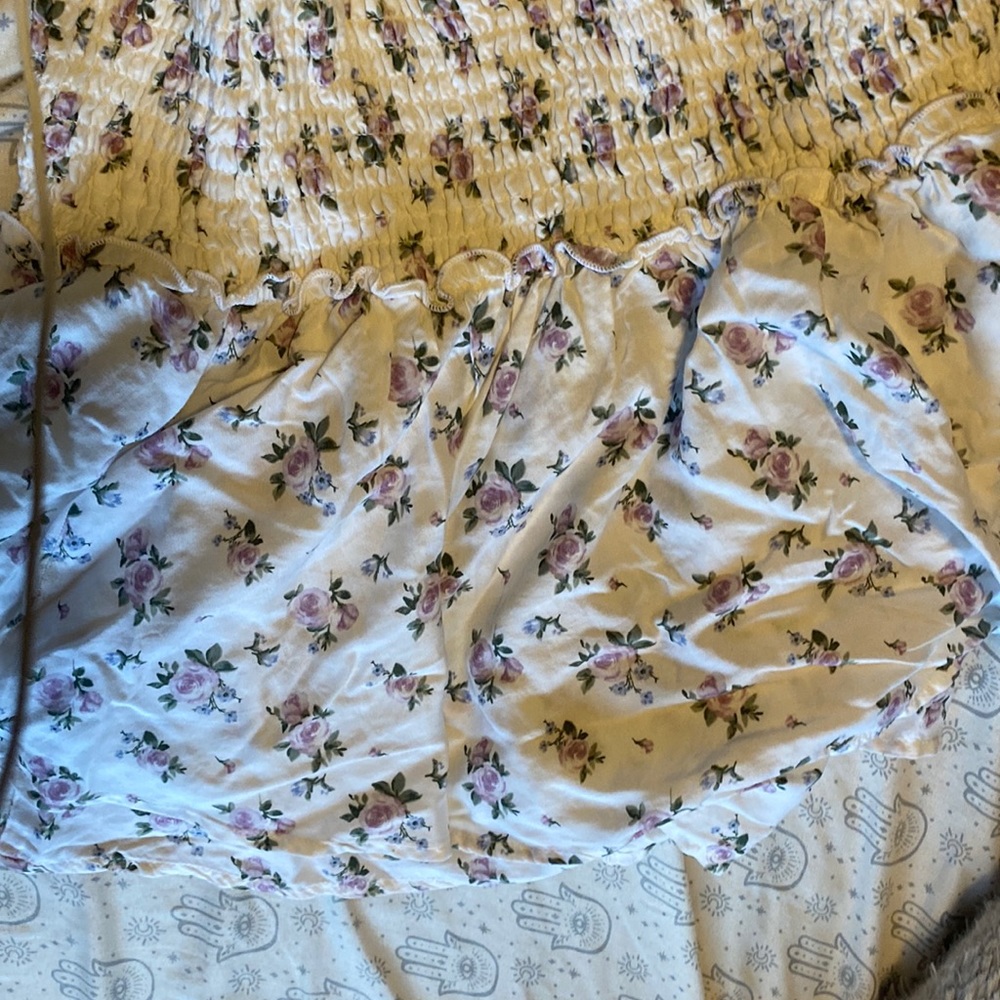 Floral white skirt with shorts!